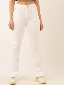 ZOLA Women White Bootcut High-Rise Clean Look Cotton Jeans