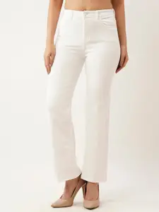 ZOLA Women White Flared Clean Look High-Rise Cotton Jeans