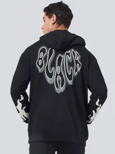 Maniac Typography Printed Front Open Hooded Pure Cotton Sweatshirt