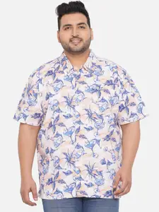 Santonio Plus Size Classic Floral Printed Spread Collar Cotton Casual Shirt