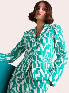 Muvazo Printed Cotton Single-Breasted Blazer