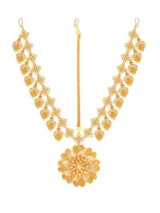 Silver Shine Gold-Plated Matha Patti with Nose Ring