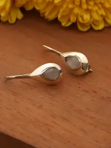 Biba Contemporary Silver-Plated Rhinestone Drop Earrings