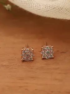 Biba Rose Gold Plated Silver Cubic Zirconia Studded Studs Earrings