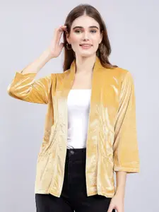 ANVI Be Yourself Gold-Toned Pure Velvet Open Front Shrug