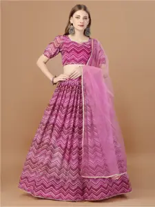 Amrutam Fab Printed Semi-Stitched Lehenga & Unstitched Blouse With Dupatta