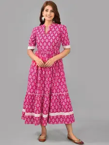 AAYUMI Ethnic Motifs Printed Pure Cotton Ethnic Dress