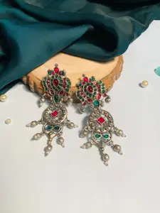 ABDESIGNS Silver-Plated Contemporary Drop Earrings