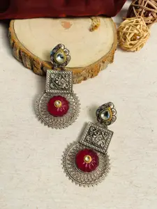 ABDESIGNS Silver-Plated Oxidised Contemporary Drop Earrings