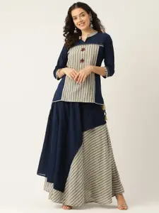 Rue Collection Women Striped Kurti with Skirt
