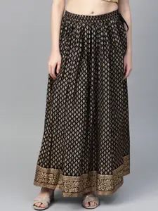 Varanga Ethnic Motifs Printed Pure Cotton Flared Maxi Skirt