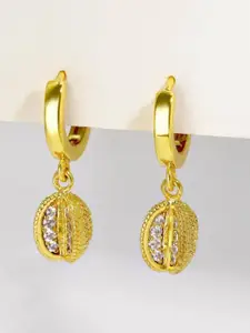 MYKI Gold-Plated American Diamond-Studded Contemporary Drop Earrings