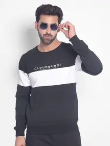 Crimsoune Club Colourblocked Round Collar Long Sleeve Pullover Sweatshirt