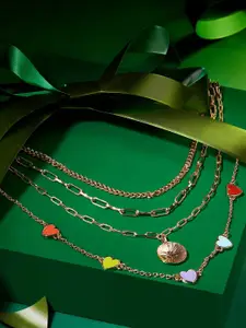 Zaveri Pearls Set Of 2 Gold-Toned & White Gold-Plated Necklace