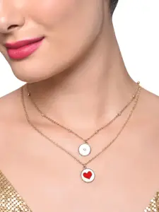 Zaveri Pearls Set Of 2 Gold-Toned & Red Gold-Plated Necklace
