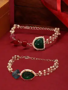Zaveri Pearls Set Of 2 Gold-Plated Wraparound Bracelet