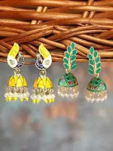 Zaveri Pearls Set Of 2 Gold-Plated Dome Shaped Jhumkas
