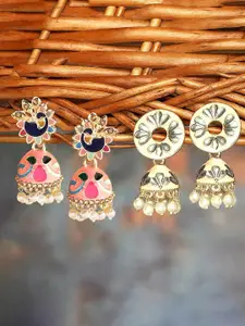 Zaveri Pearls Set Of 2 Gold-Pated Dome Shaped Jhumkas