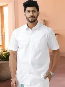 Ramraj Spread Collar Opaque Cotton Casual Shirt