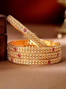 Rubans Set of 4 Gold-Plated Kemp-Studded bangles