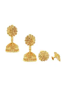Vighnaharta Gold-Plated Floral Jhumkas