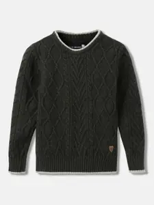 Blue Giraffe Boys Cable Knit Self Design Woollen Pullover Sweater
