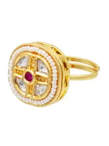 Shining Jewel - By Shivansh Gold Plated CZ studded Adjustable Finger Ring