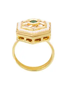 Shining Jewel - By Shivansh Women Gold Plated Cubic Zirconia Adjustable Ring