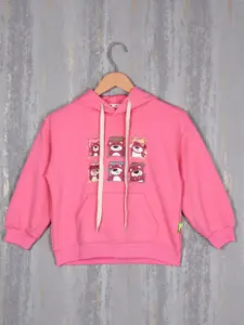 Albion Girls Graphic Printed Hooded Pure Cotton Sweatshirt