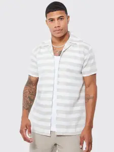 boohooMAN Cotton Opaque Striped Casual Shirt