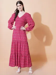 IX IMPRESSION Floral Printed Puff Sleeve Maxi Dress