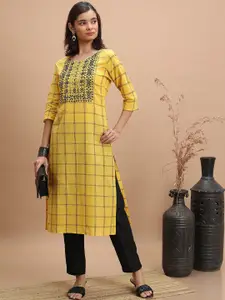 Vishudh Checked Pure Cotton Straight Kurta