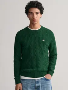 GANT Cable Knit Self Design Round Neck Pullover Sweater