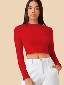 Dream Beauty Fashion Round Neck Long Sleeves Fitted Crop Top