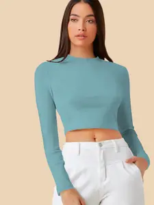 Dream Beauty Fashion Round Neck Long Sleeves Fitted Crop Top