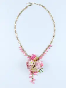 Asthetika Kids Girls Gold-Plated Floral Beaded Necklace