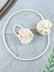 Asthetika Kids Girls Floral Beaded Necklace & Bracelet Set