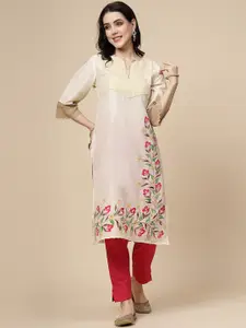 Sangria Floral Printed Round Neck Straight  Kurta