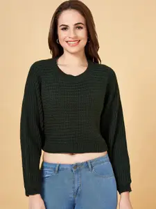 People Cable Knit Acrylic Crop Pullover