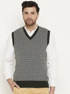 Duke Self Design V-Neck Reversible Acrylic Sweater Vest