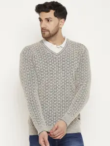 Duke Geometric Self Design V-Neck Acrylic Pullover