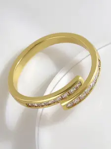 MYKI Gold-Plated CZ-Studded Adjustable Finger Ring