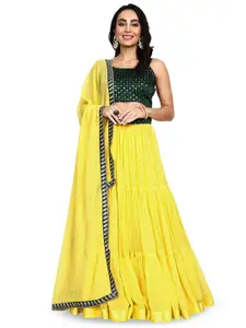 TIKODI Embellished Sequinned Semi-Stitched Lehenga & Unstitched Blouse With Dupatta