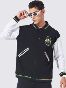 Maniac Mandarin Collar Loopnet Slim Fit Varsity Jacket