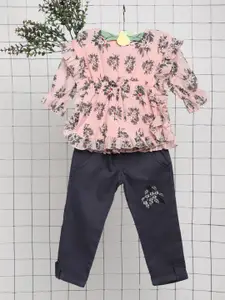 V-Mart Girls Printed Top With Trousers