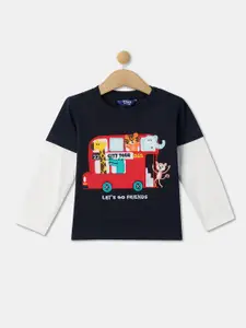 R&B Boys Graphic Printed Cotton Long Sleeves Relaxed Fit T-shirt