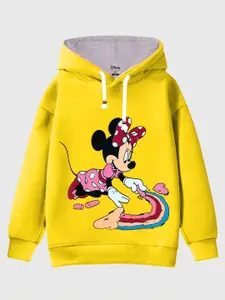 KUCHIPOO Girls Minnie Mouse Printed Hooded Fleece Sweatshirt