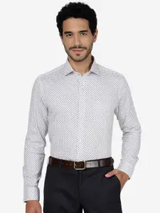 METAL Slim Fit Micro Ditsy Printed Spread Collar Cotton Formal Shirt