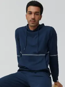 XYXX Men Regular Fit Solid Midnight Blue Hoodie