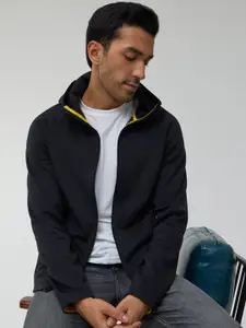 XYXX Men Regular Fit Solid Pitch Black Hooded Jacket